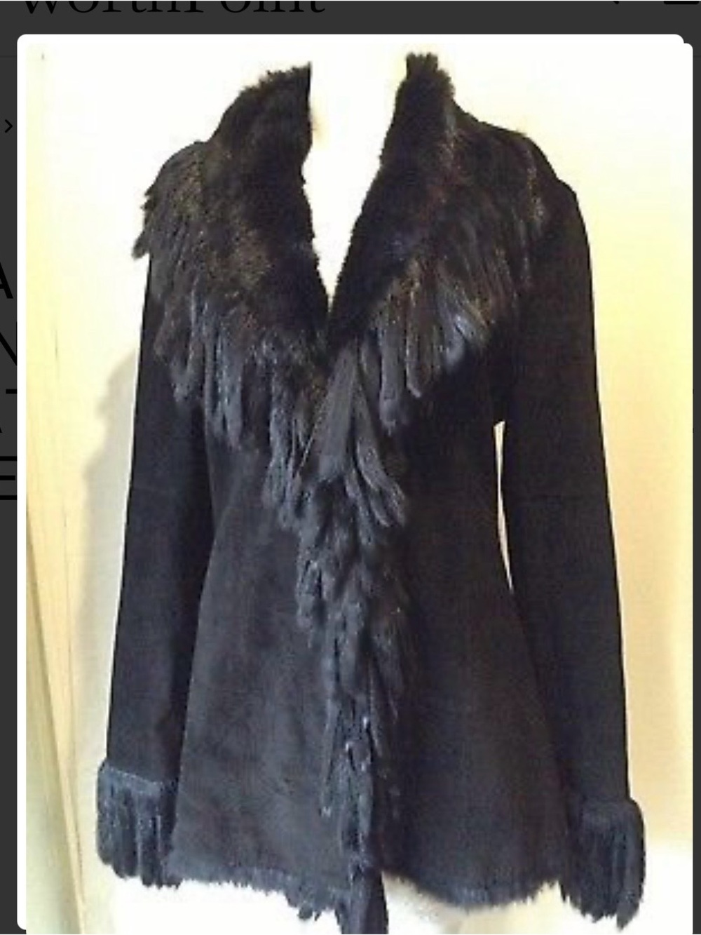 Black Teddy Jacket Vintage Black Suede Fur-Trim Coat